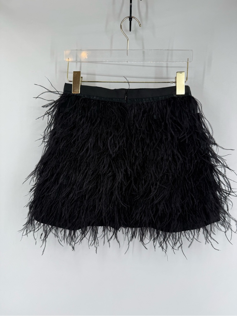 Queen of Sparkles black feathered mini skirt size xs